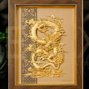 Tranh Thiên Long Hoàng Vân Dát Vàng 24K (34x27cm)