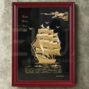 Tranh Thuyền Buồm Dát Vàng 24k 80x60cm