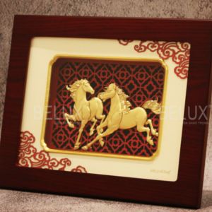 Tranh Song Mã Mạ Vàng 24k