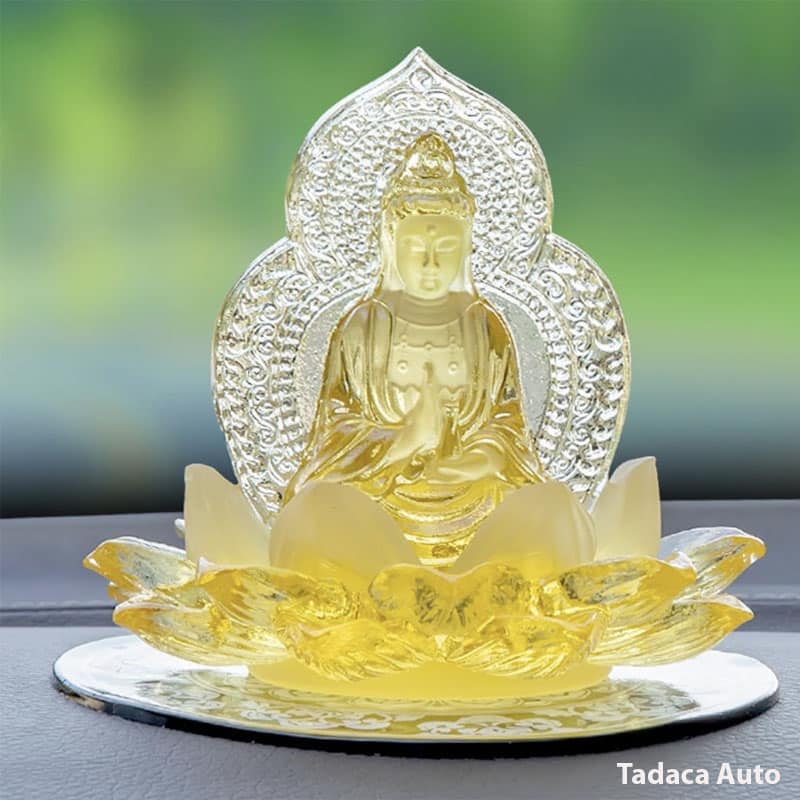 Tượng Phật Quan Âm Ngự Đài Sen Đá Ngọc Lưu Ly