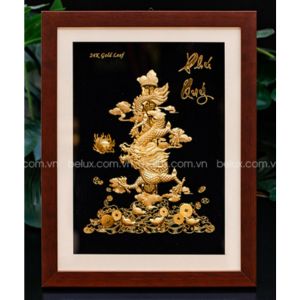 Tranh Rồng Phú Quý Dát Vàng 24k